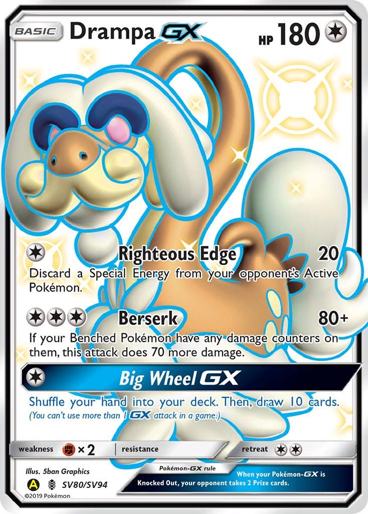 Hidden Fates Drampa GX Pokémon card